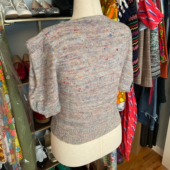 Vintage 1980’s Puff Sleeve Confetti Sweater - Size Large - Picture 6 of 7